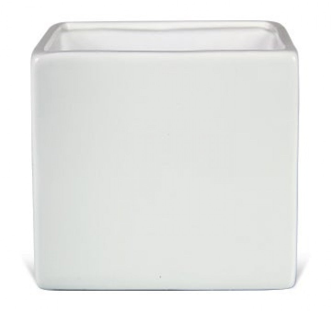 Glazed White Square Planter