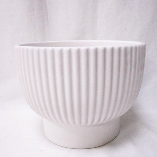Shiny White Ribbed Dolomite Planter