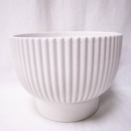 White Ribbed On A Pedastel Base Planter