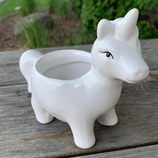 White Unicorn Planter