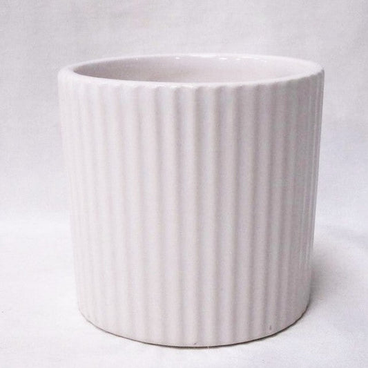 White Ribbed Planter