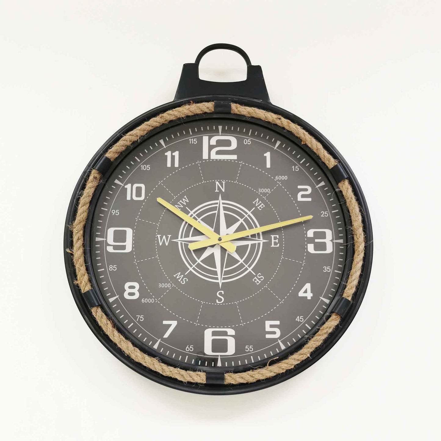 Padlock Look With Rope Accents And Compass Print Wall Clock