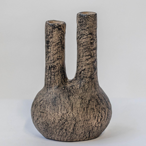 Matte Brown And Black With Two Openings Vase