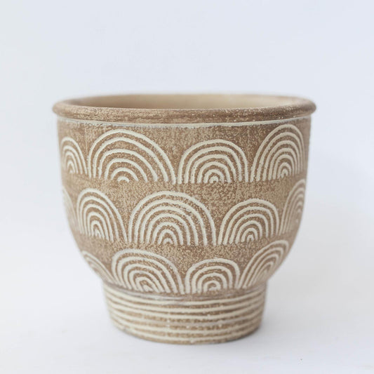 Beige With White Arch Pattern Planter