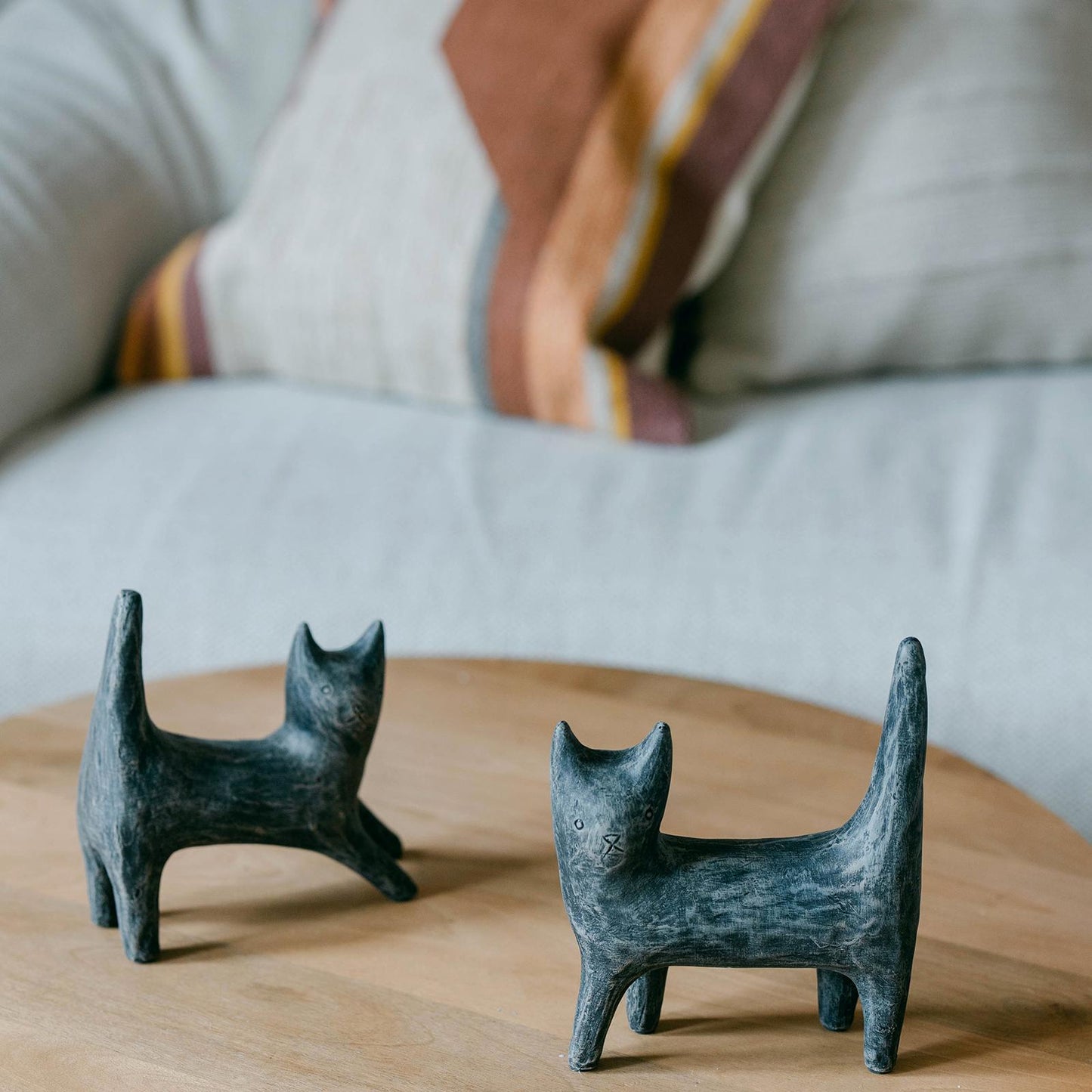 Primitive Look Ceramic Cat Figurine