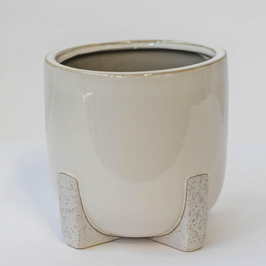 White With Speckled Feet Ceramic Planter