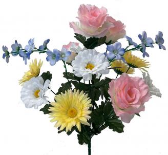 Pastel Colors Roses And Daisies Bunch Artificial Flower