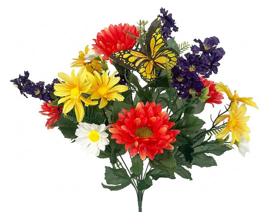 Bright Flowers And A Butterfly Artificial Flower
