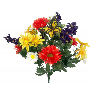 Bright Flowers And A Butterfly Artificial Flower