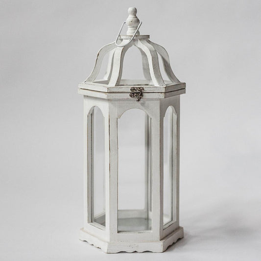 Wooden Hexagon Shape With Glass Walls Lantern