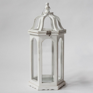 Wooden Hexagon Shape With Glass Walls Lantern