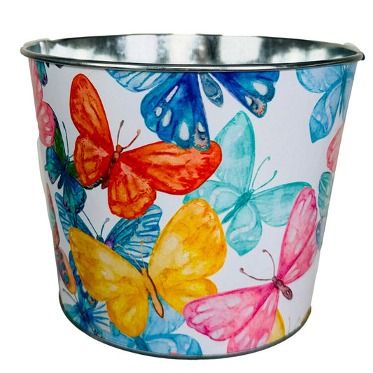 Beautiful Butterflies Printed Metal Planter