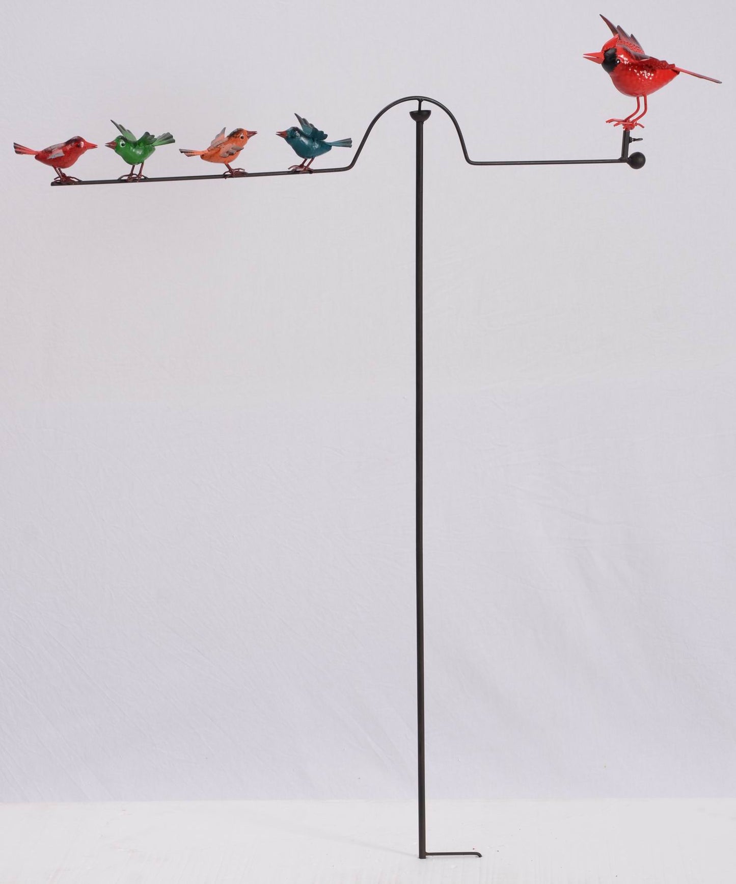 Birds Balancing On A Wire Garden Stake