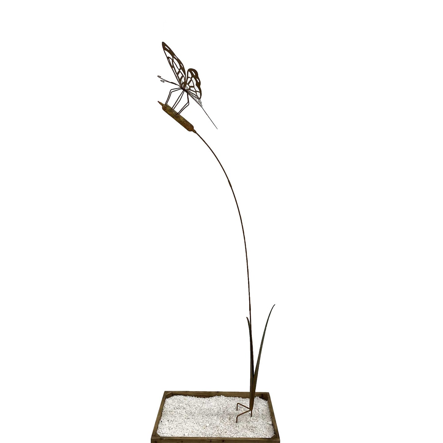 Rustic Dragonfly On A Bullrush Garden Stake