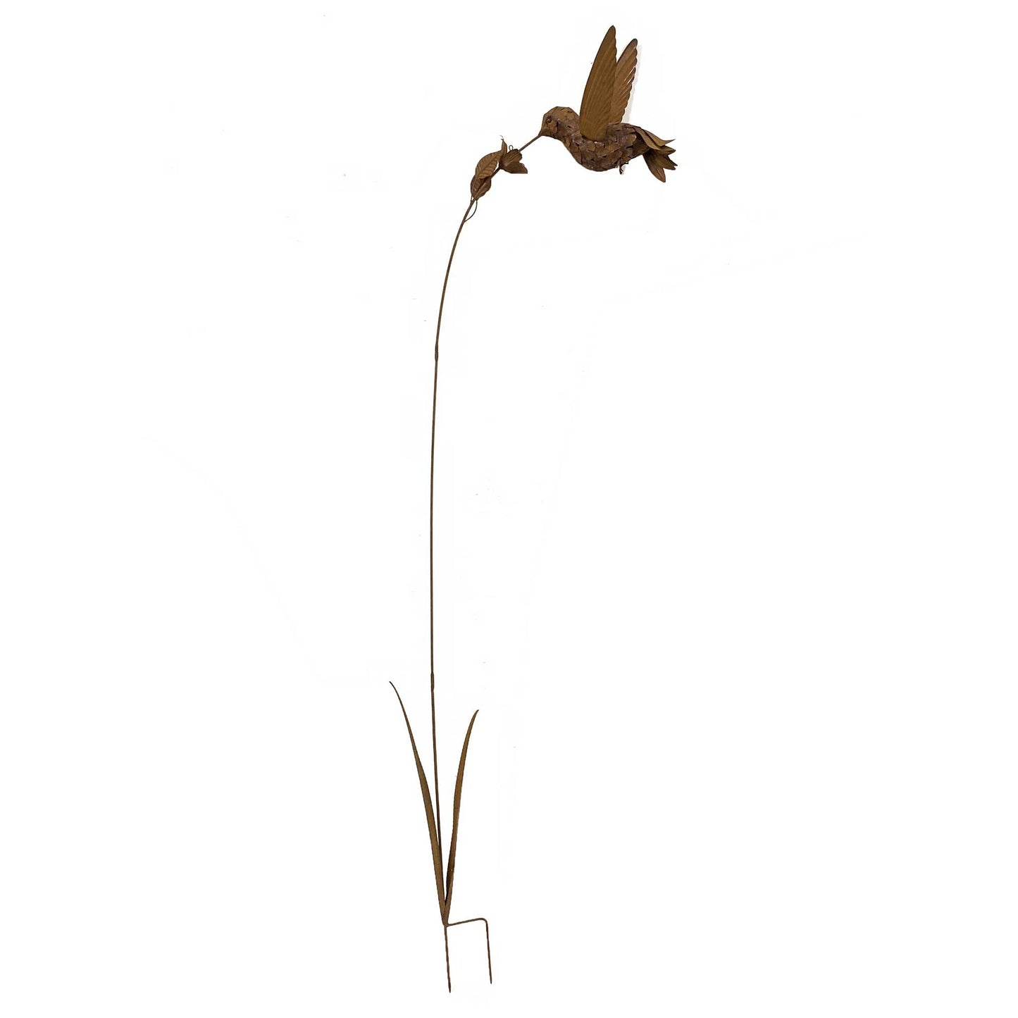 Rustic Hummingbird On A Flower Garden Stake