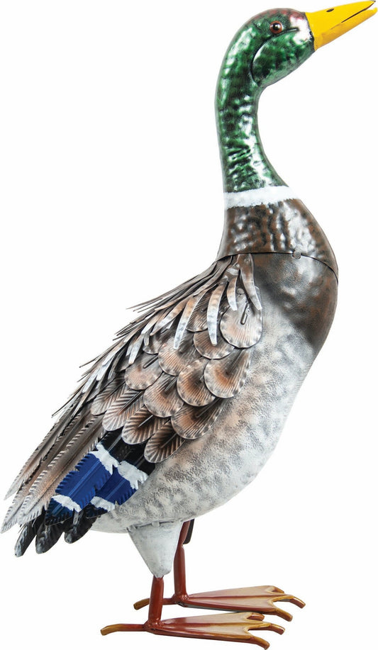 Standing Mallard Duck Metal Garden Sculpture