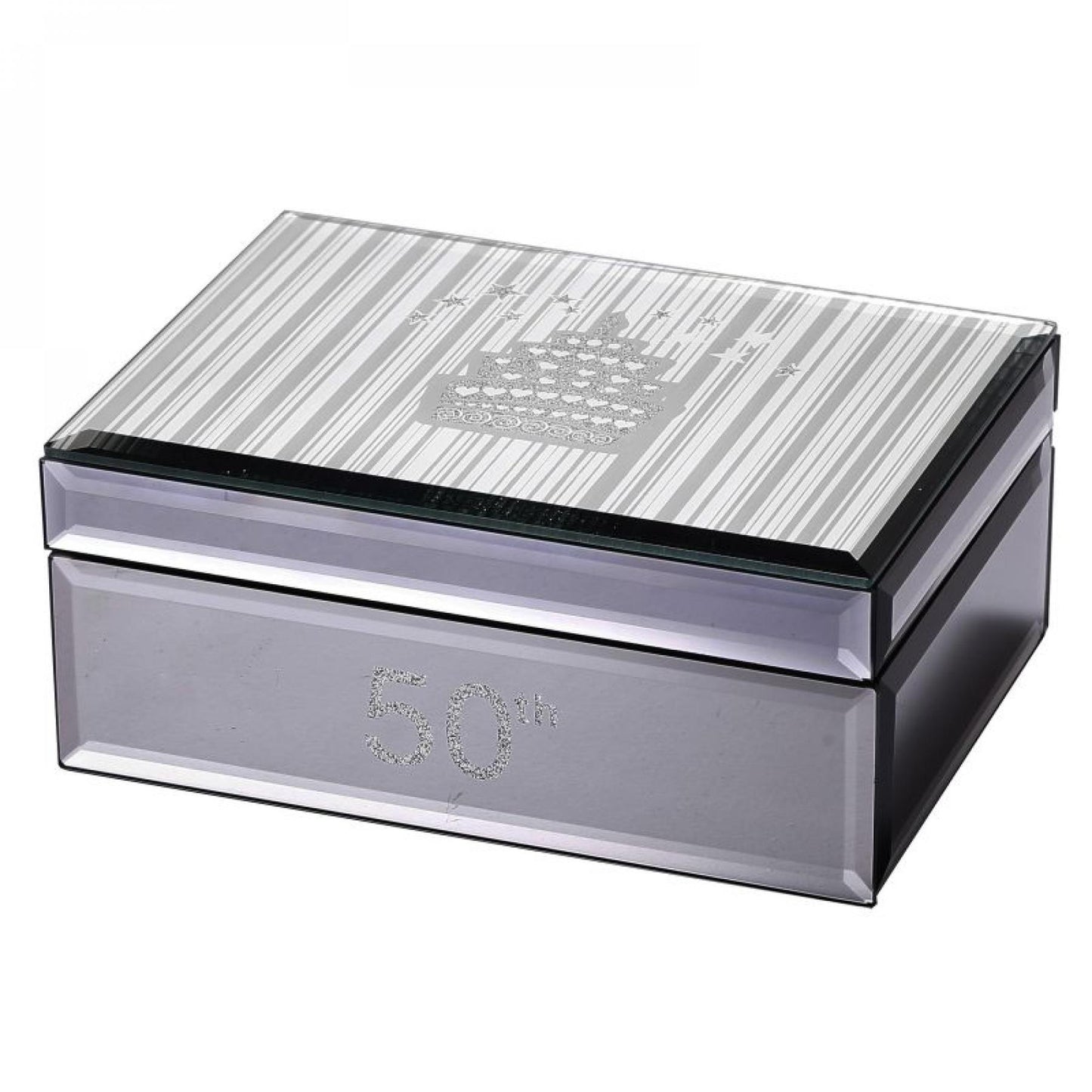 Etched 50Th With Etched Cake Top Jewellery Box