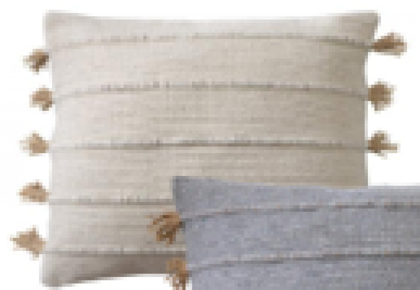 Beige With Horizontal Stripes And Jute Tassels Cushion Cover