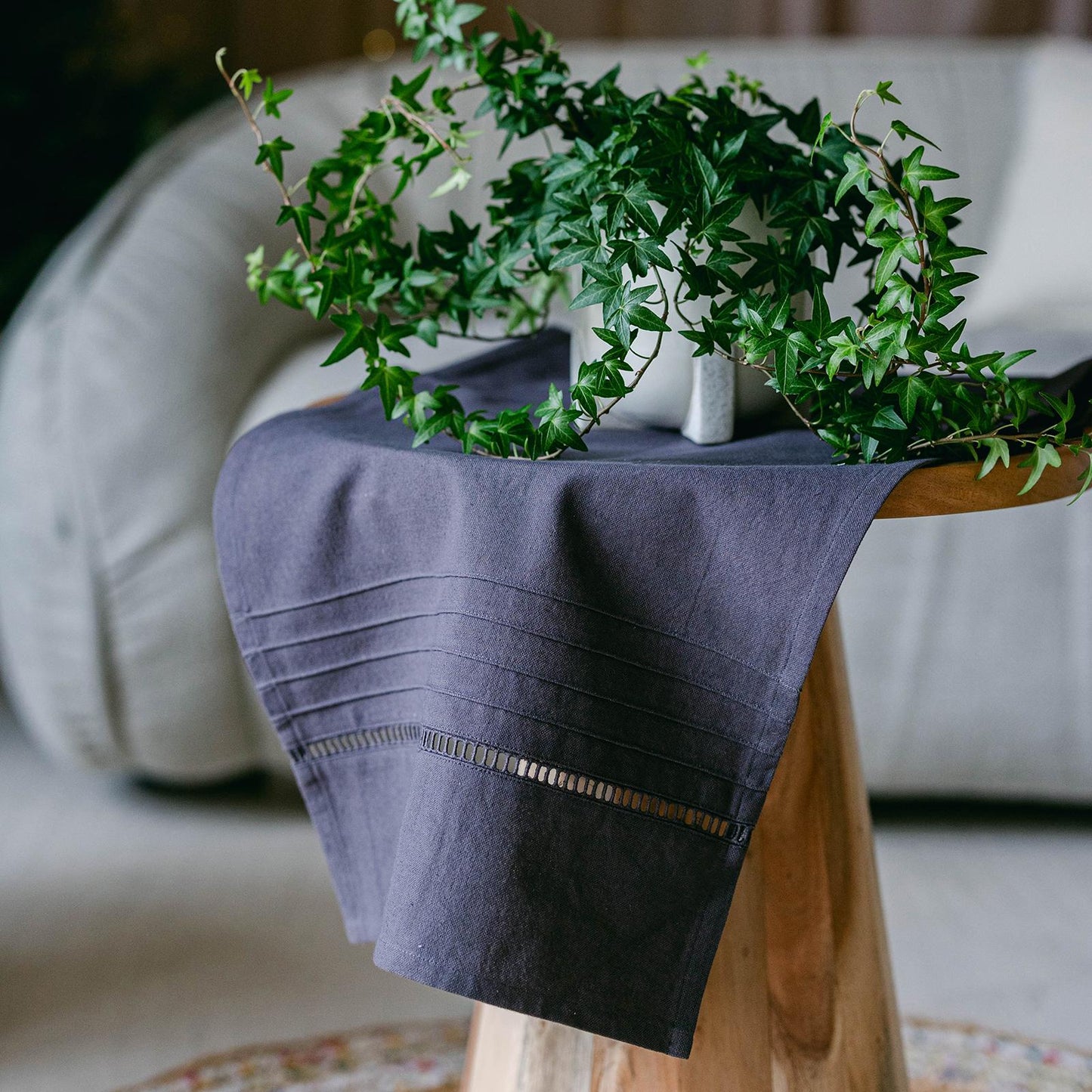 Black Cotton Table Runner