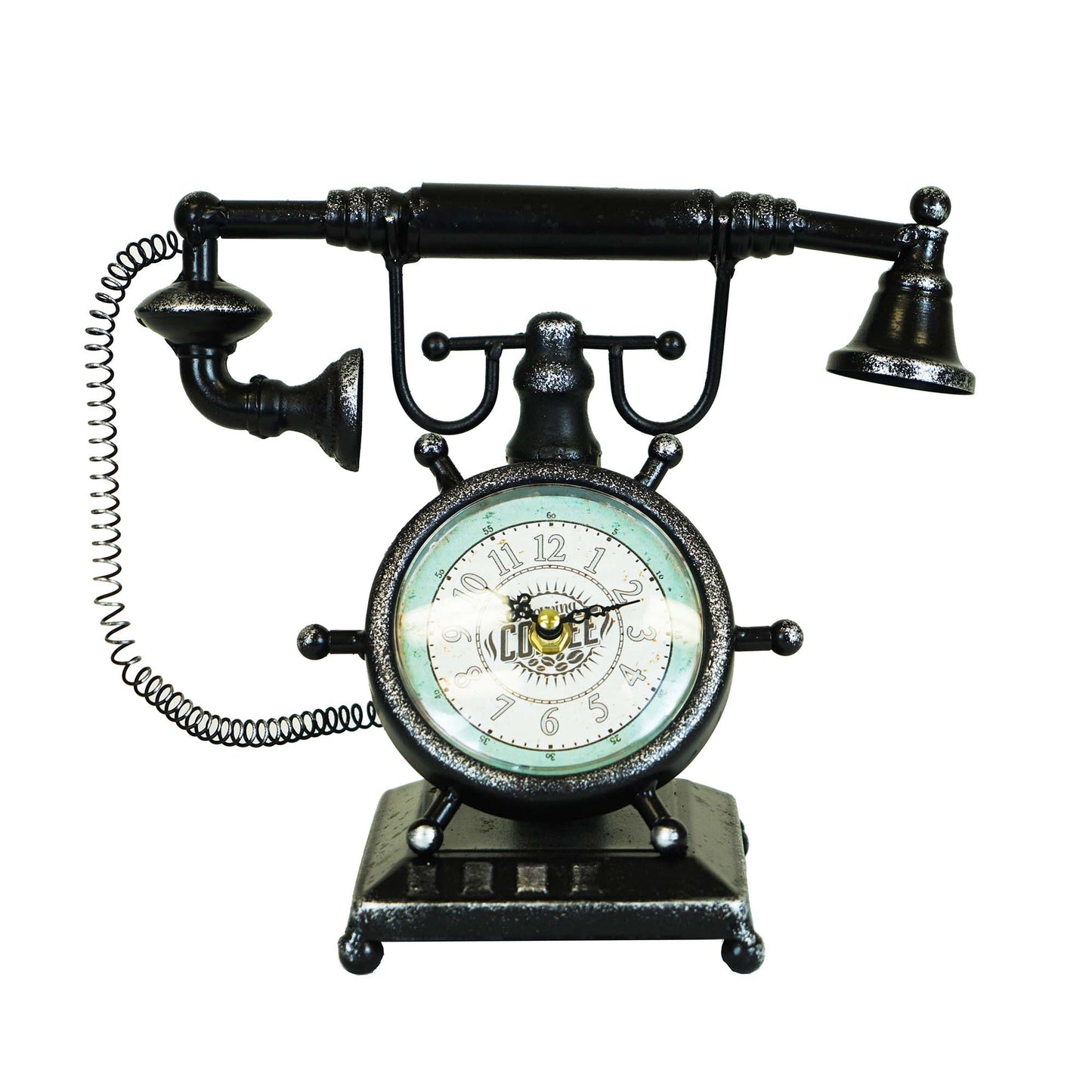 Distressed Brown Vintage Telephone Table Clock