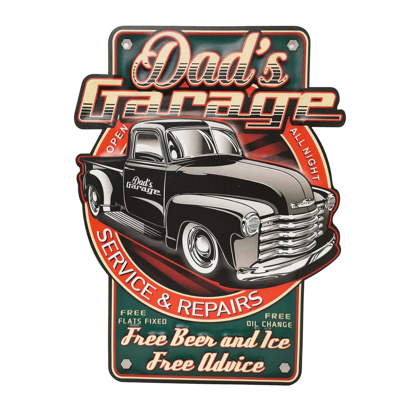 Dads Garage With Vintage Pick Up And Text Sign
