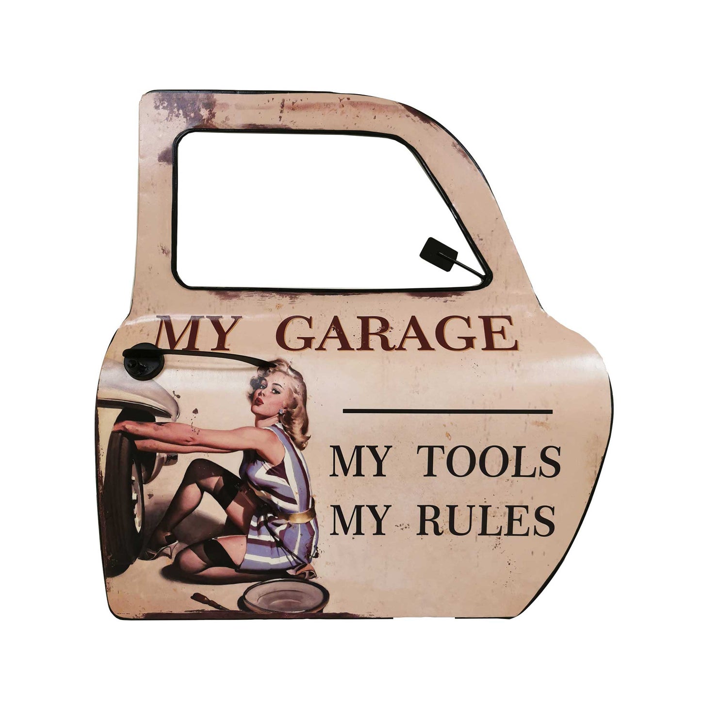 My Garage My Tools My Rules On A Car Door Sign