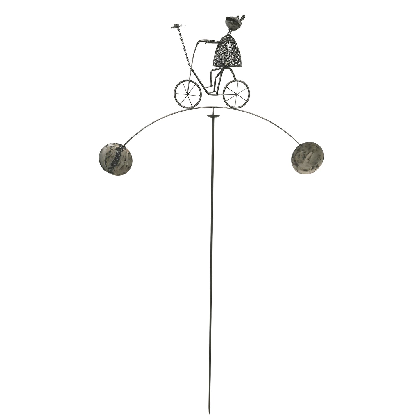 Frog And Butterfly On A Bike Garden Stake