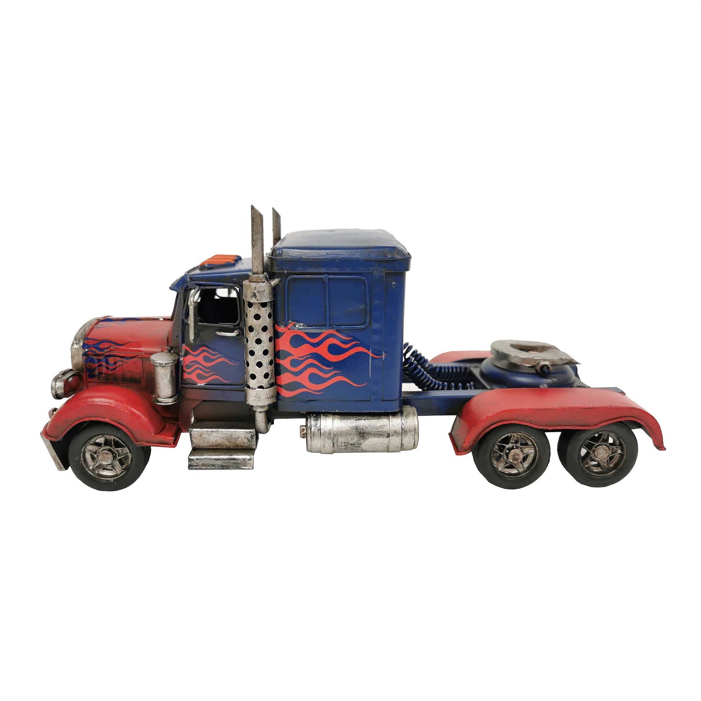 Semi Truck With Flames Figurine