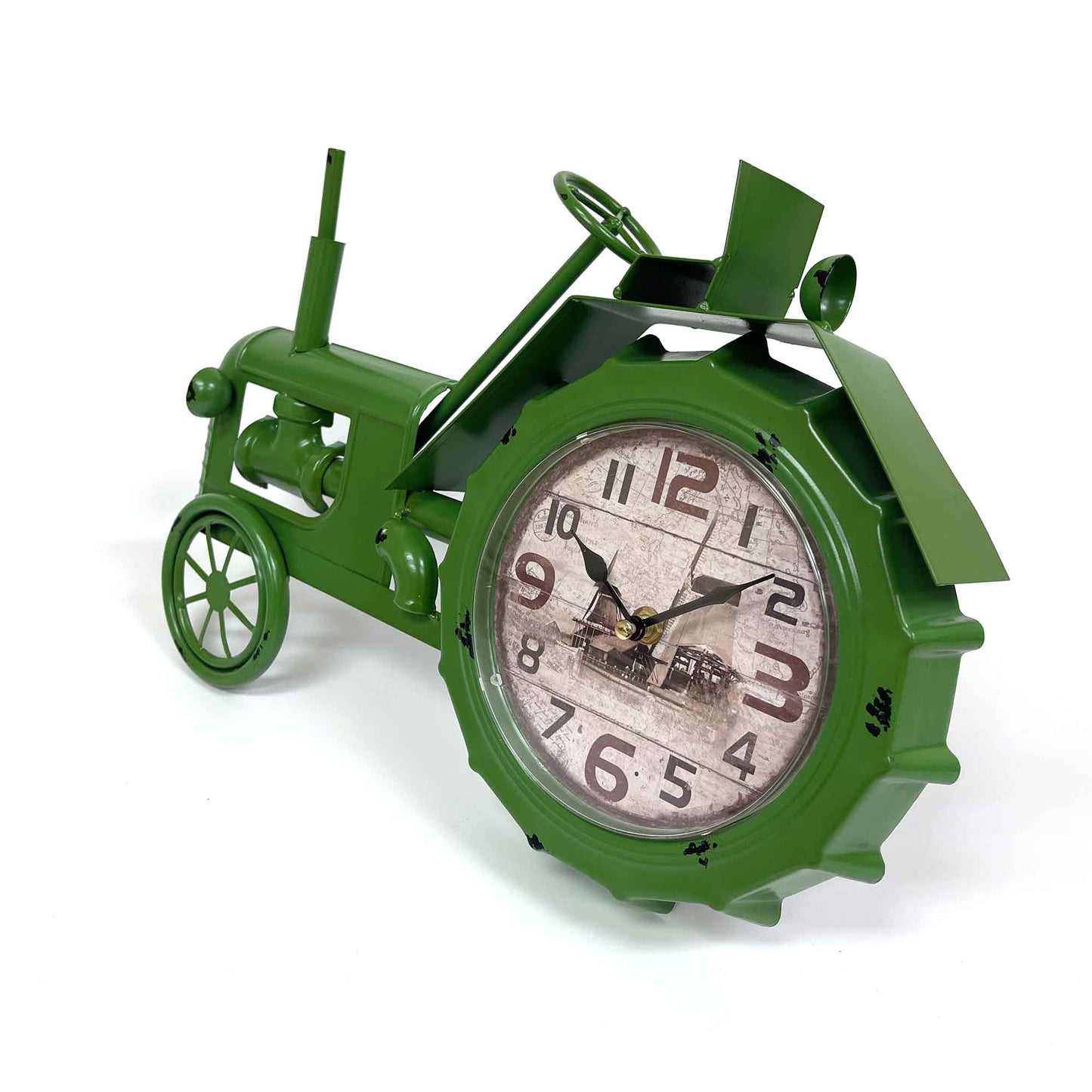 Vintage Green Tractor Table Clock
