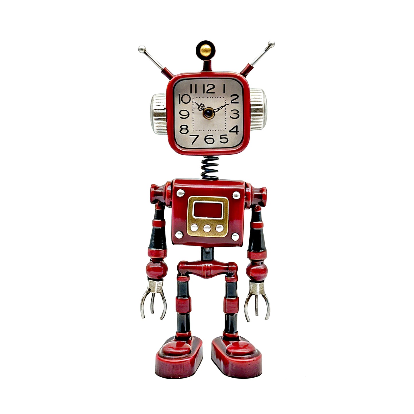 Industrial Steampunk Red Robot Table Clock