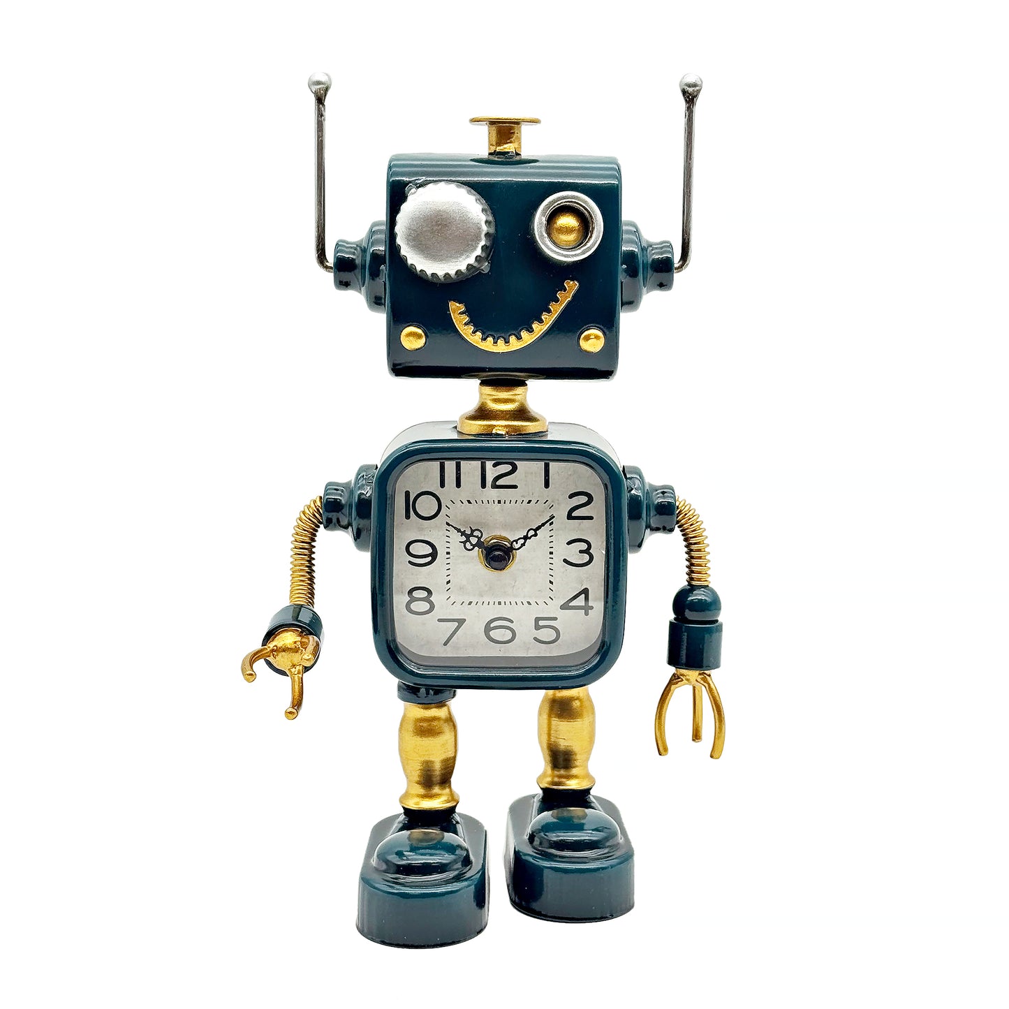 Industrial Steampunk Green Robot Table Clock
