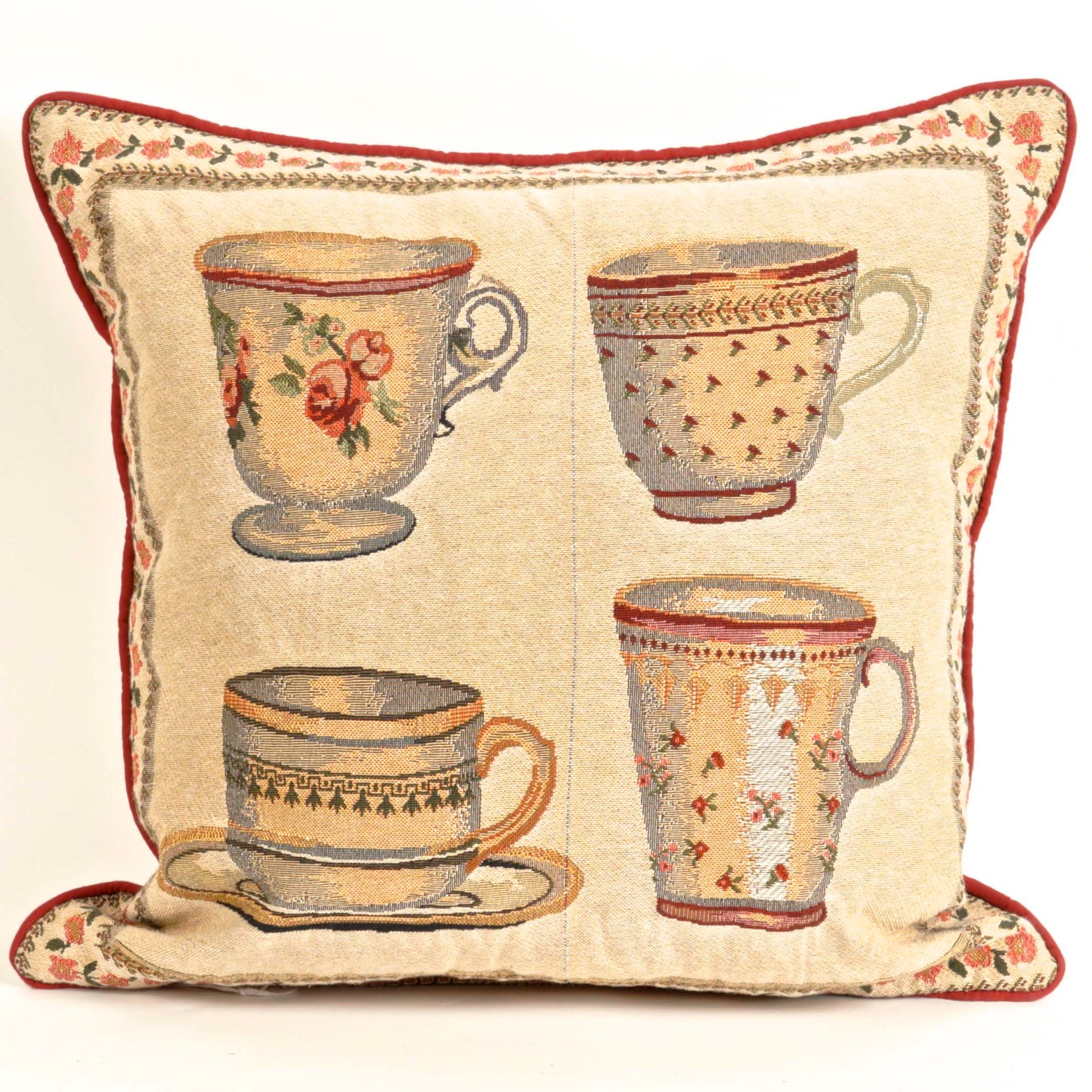 Tapestry Tea Cups Cushion Cover