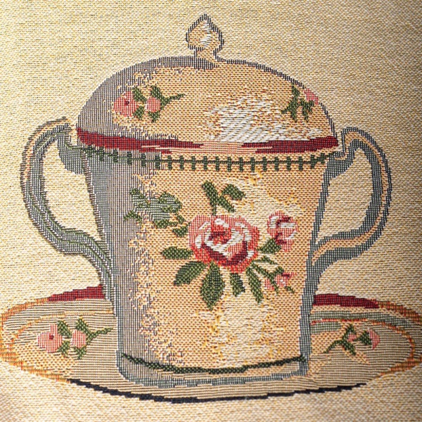 Tapestry Cups, And Sugar Bowls Cushion Cover