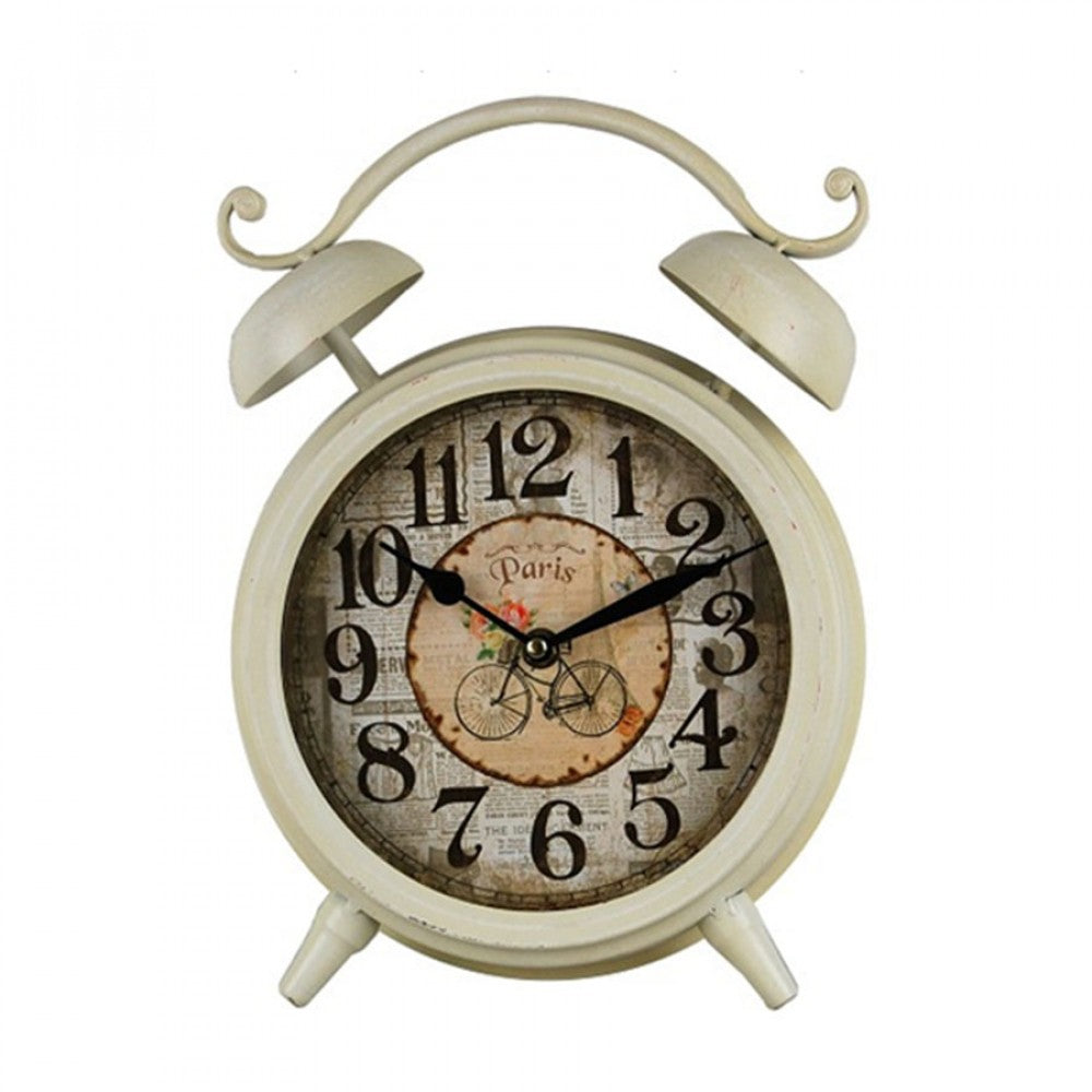 Paris With Bicycle Faceplate Classic Alarm Table Clock
