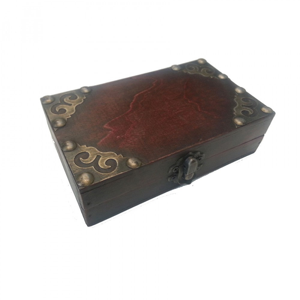Antique Look Square With Metal Corners Decorative Mini Box
