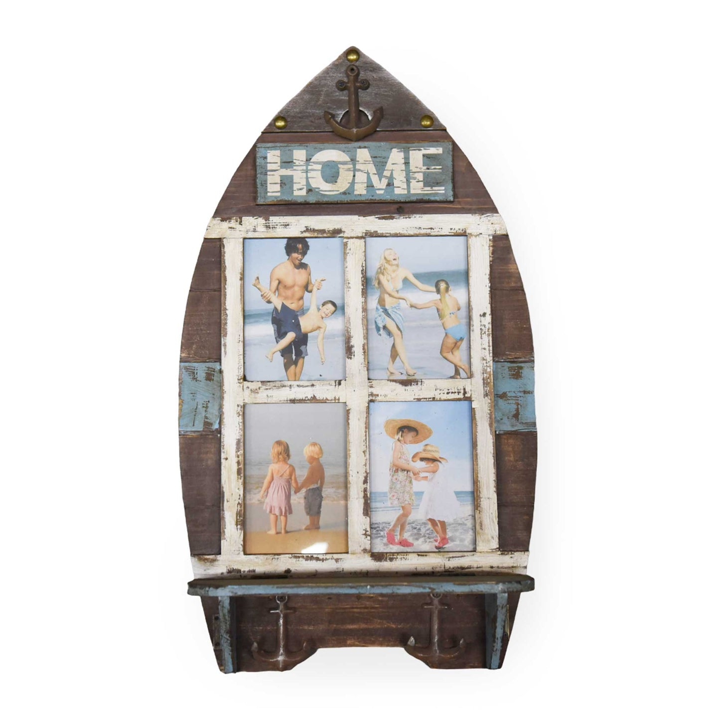 Wooden Surfboard With Shelf Wall Photo Frame
