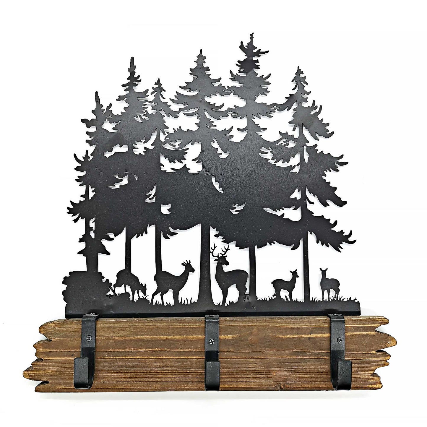 Deers In The Forest With 3 Hooks Wall Hook