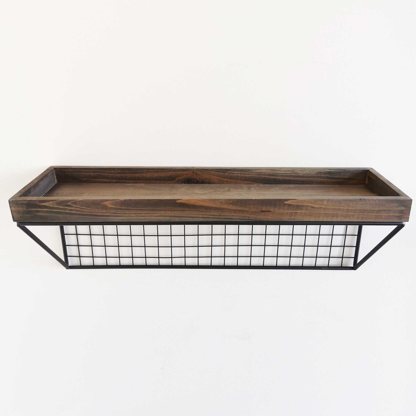 Wire Frame With Wood Wall Shelf