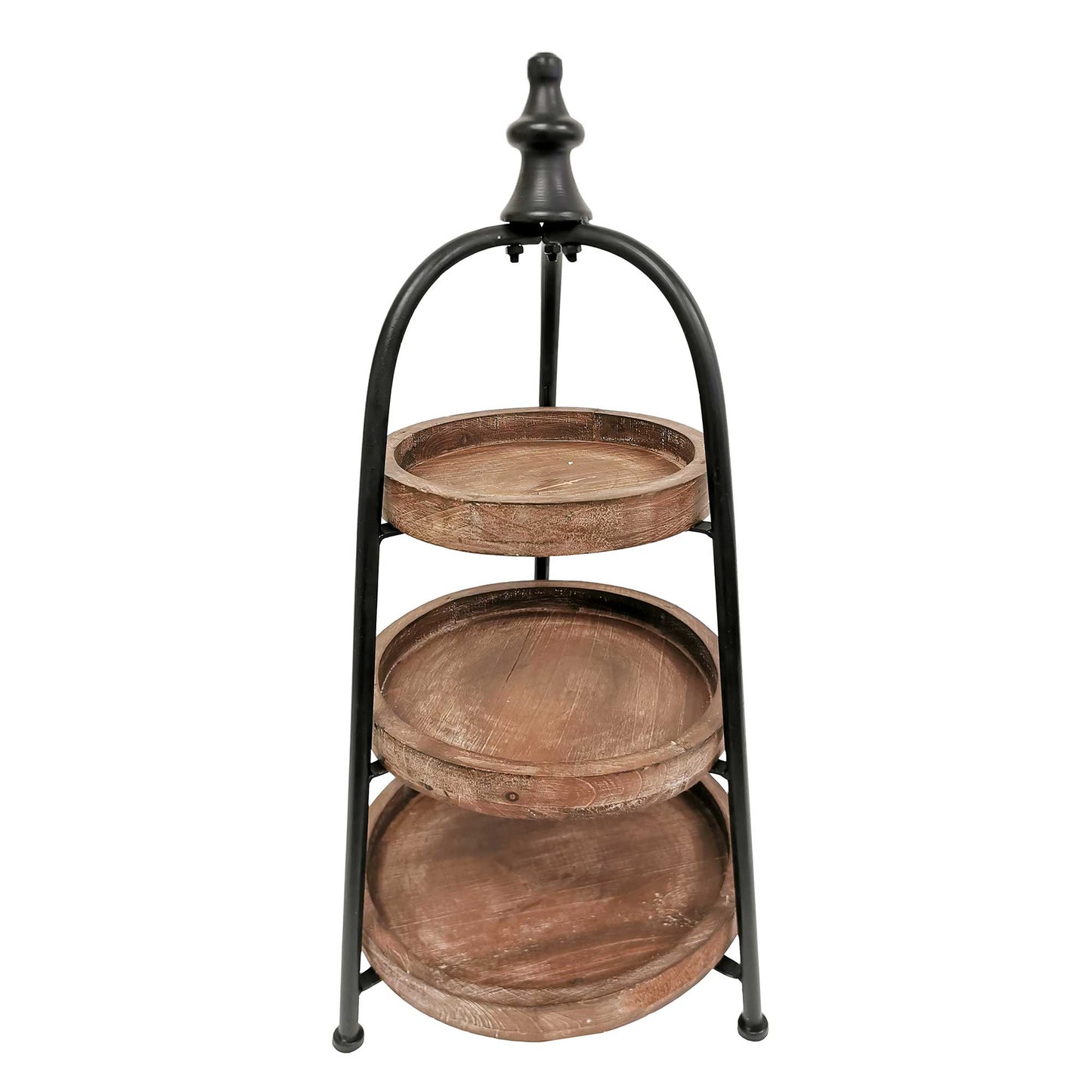 Three Tiered With Metal Finial Table Stand
