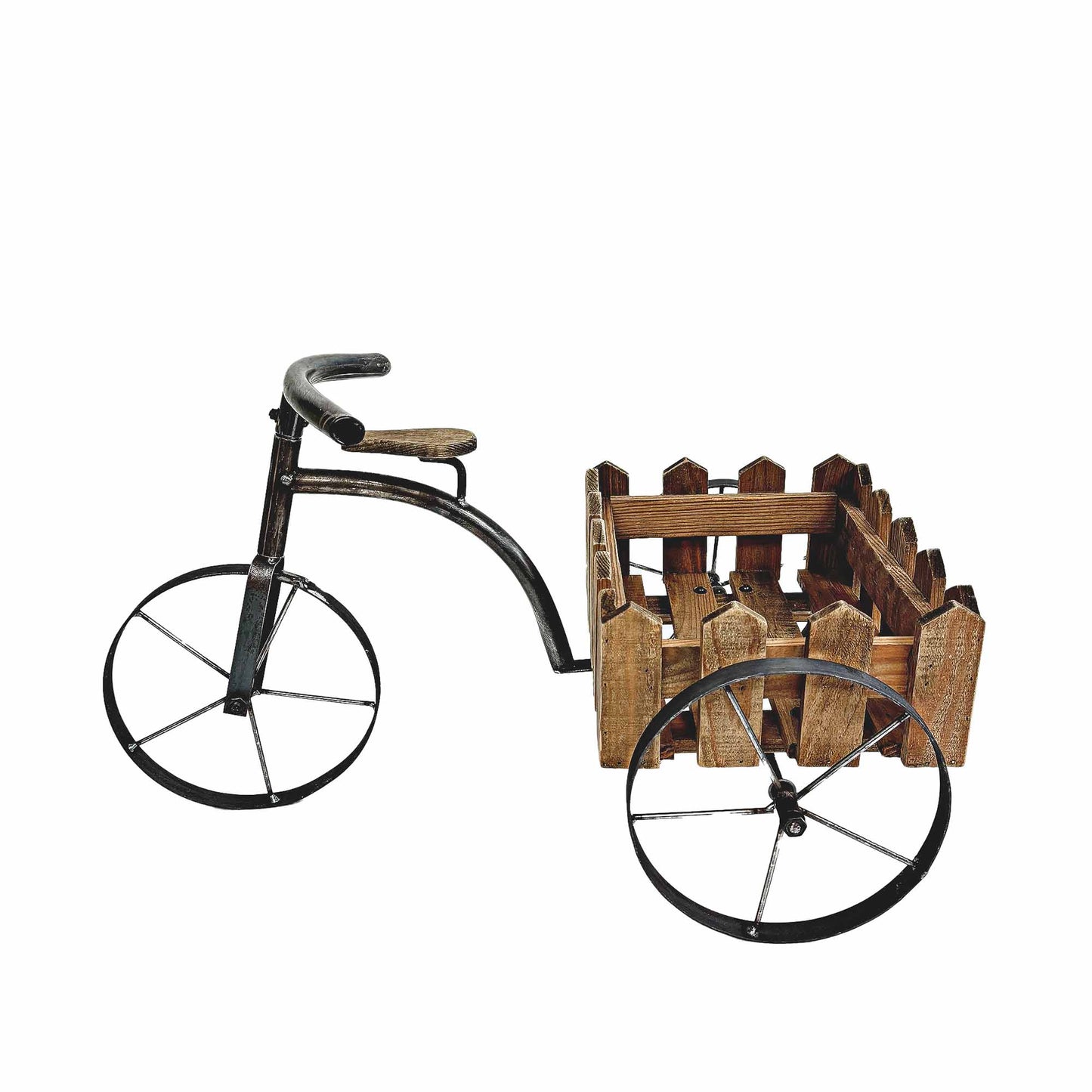Wood And Metal Tricycle Plant Stand
