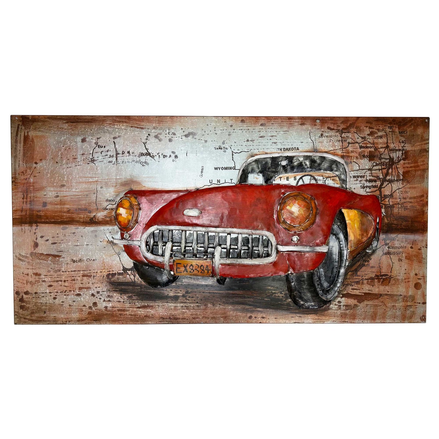 3D Vintage Convertible Car Artwork