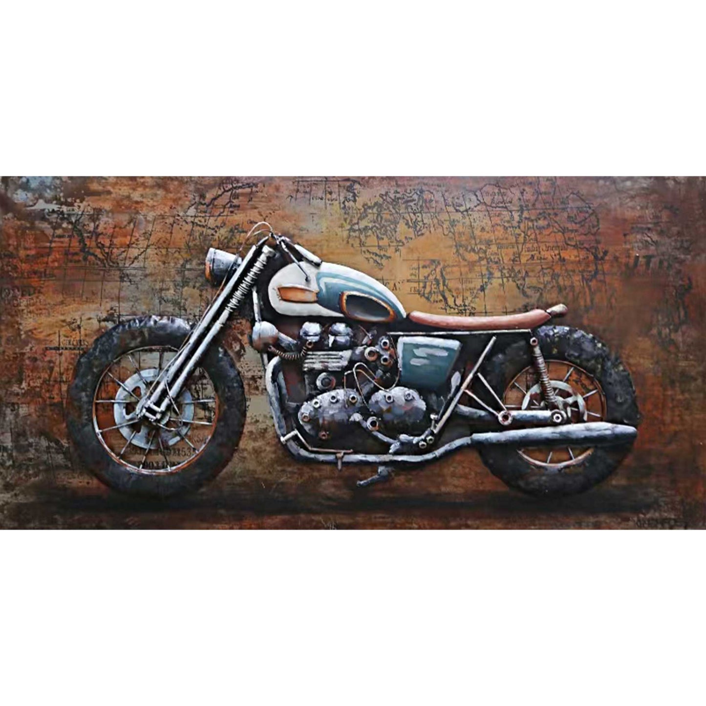 Hand Painted Motorcycle 3D Wall Decor