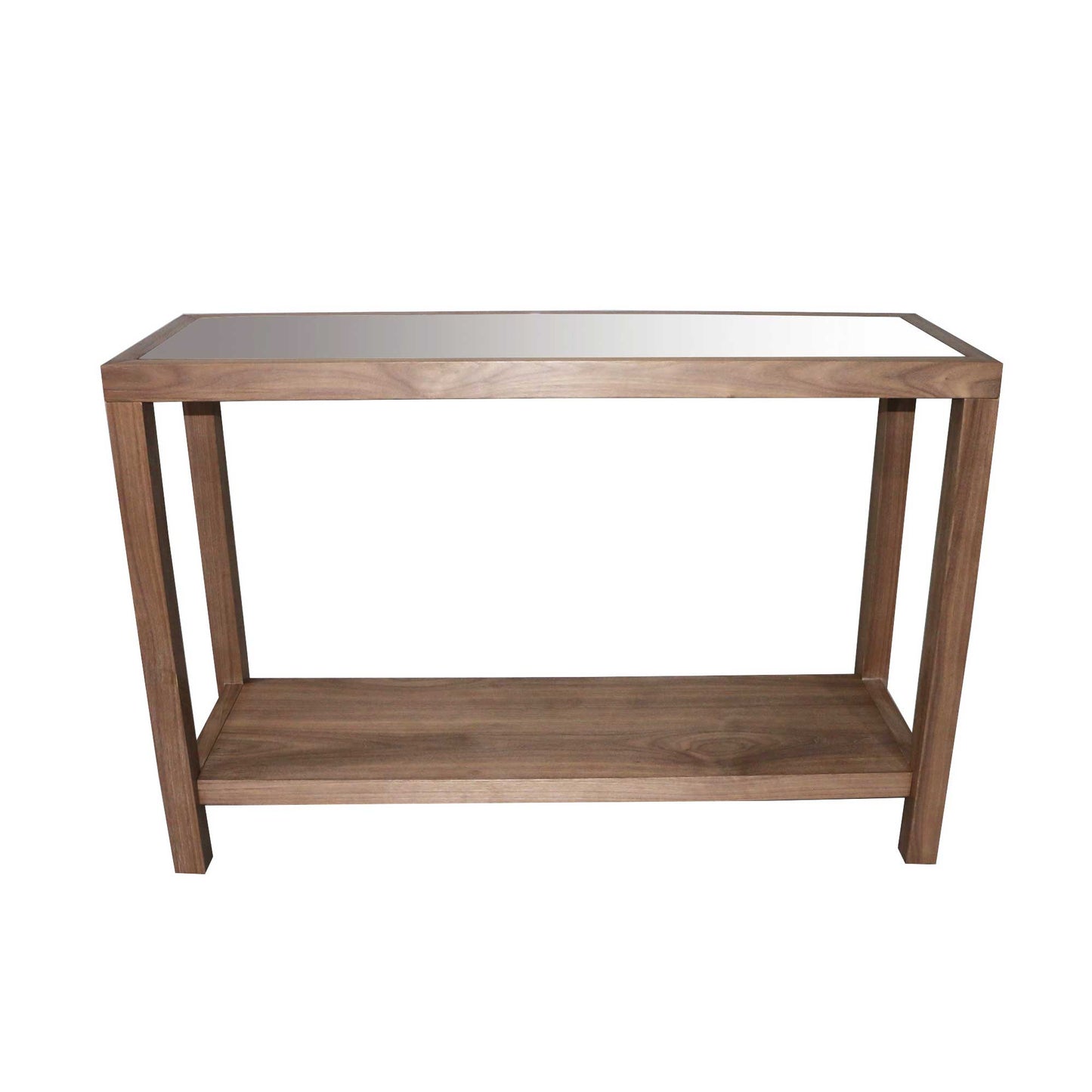 Walnut Frame With Glass Tabletop Console Table