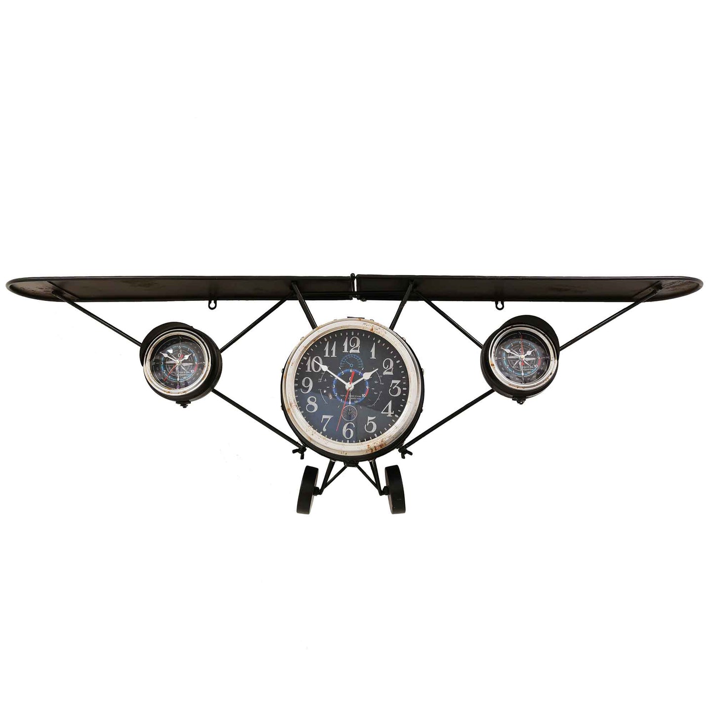 Black Airplane With Wing Shelf Wall Clock