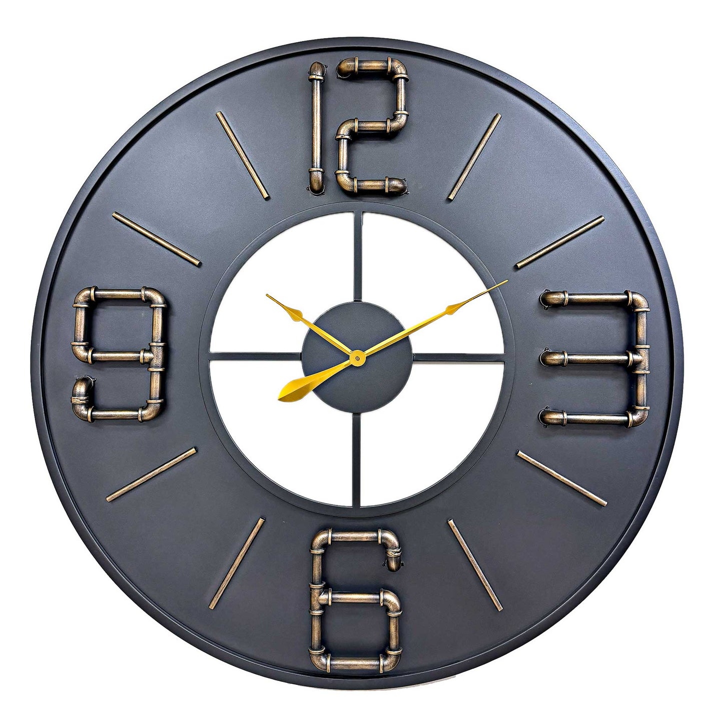 Oversized With Industrial Pipe Numbers Wall Clock