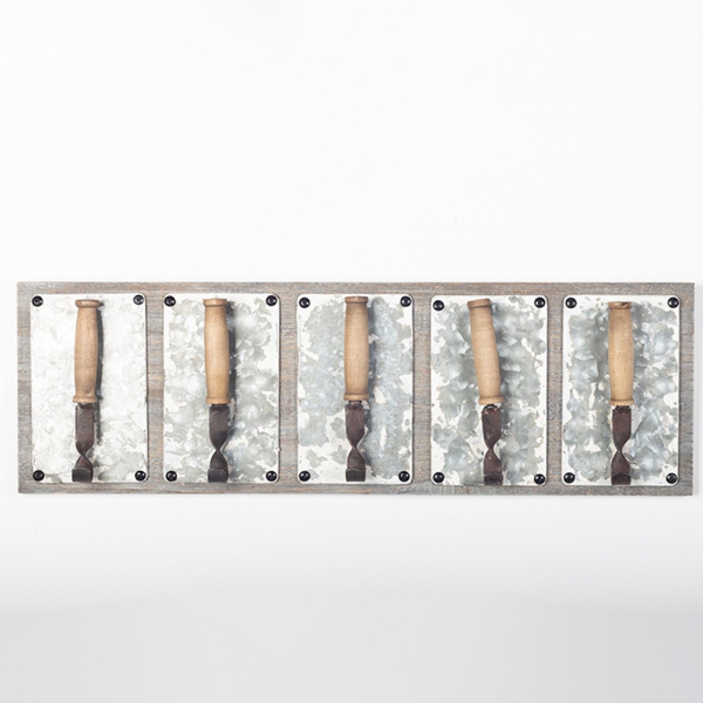 Wood Back With Metal Frames And Wood And Metal Wall Hooks