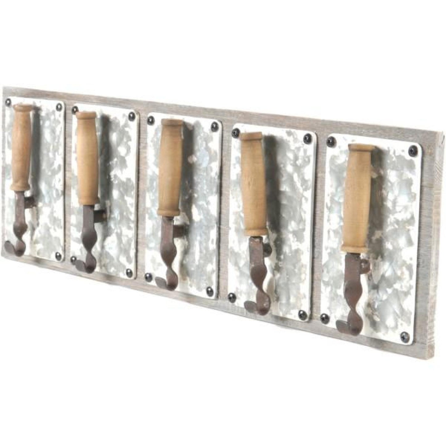 Wood Back With Metal Frames And Wood And Metal Wall Hooks