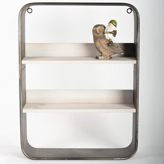 Wood And Metal Frame Rectangular Wall Shelf