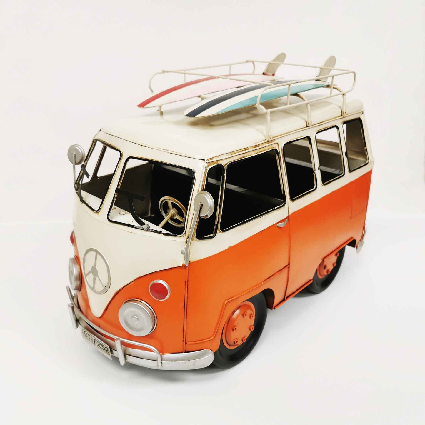 Vintage Peace Sign Camper With Surfboards On Roof Rack Decoration