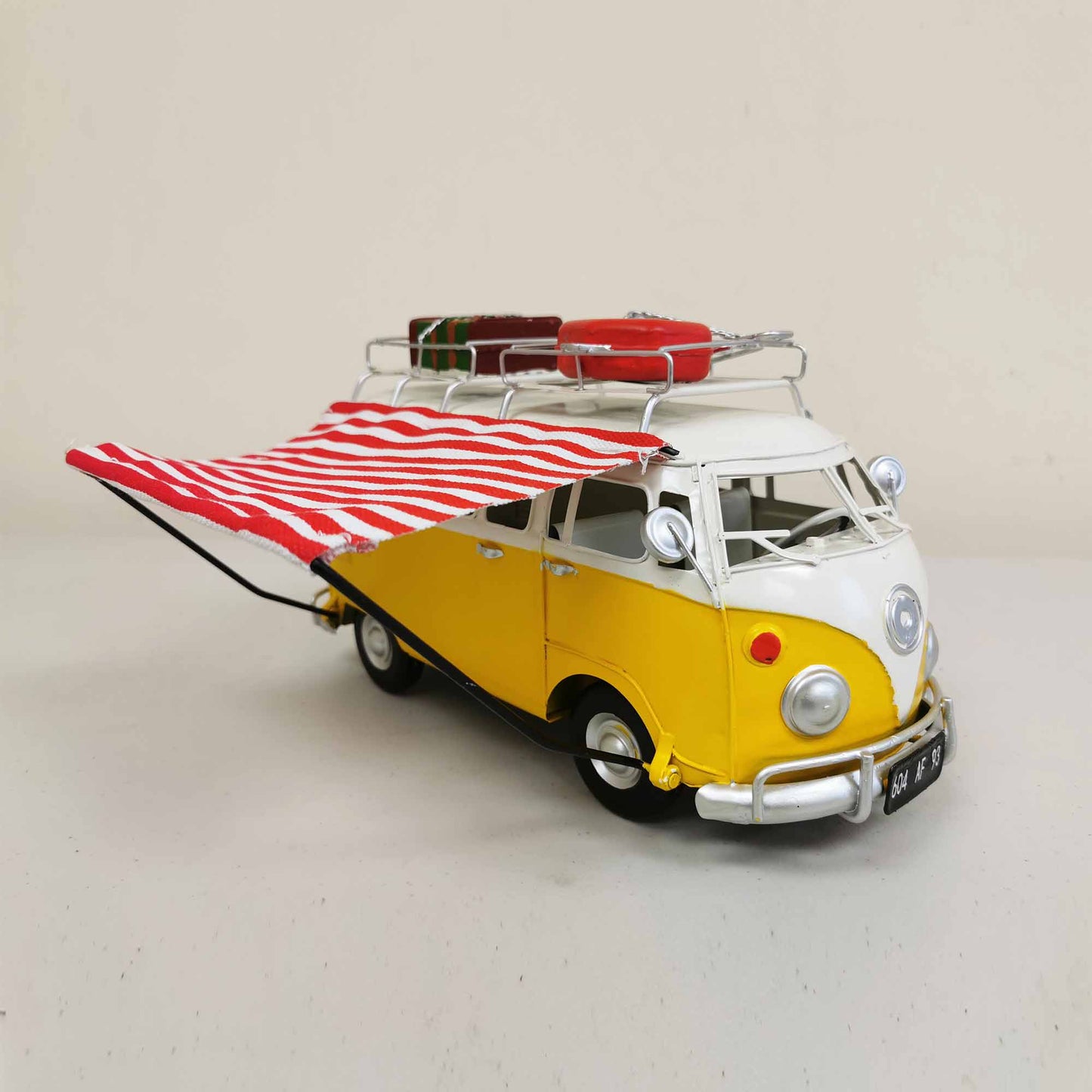 Camper Van With Awning And Suitcases On Roof Rack Figurine